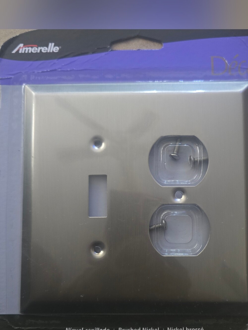 Brushed Nickel Toggle and Duplex Wall Plate